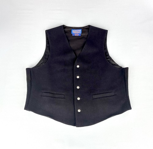 Pendleton High Grade Western Wear Eagle Wool Vest Lined Black Size XL Excellent - Picture 2 of 11