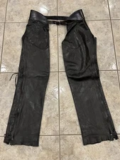 VTG Adult L/XL Black Leather Equestrian Rodeo Western Riding Chaps USA MADE