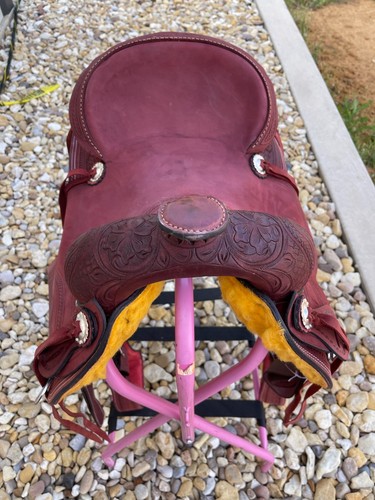 Western Ranch Sattel Full QH Bars Tooled Leather Horse Roping Tack 15,5" - Bild 5 von 7