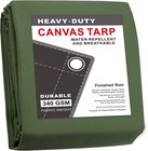 CARTMAN Finished Size 8x10 Feet Tan Canvas Tarp with Rustproof Grommets