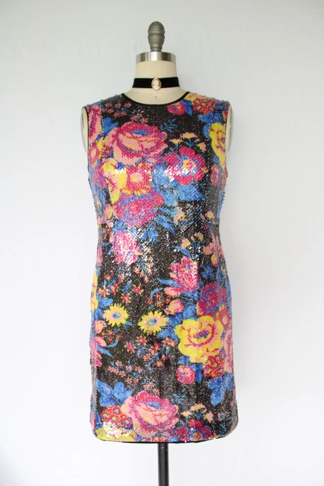 Vestido Diane Von Furstenberg DVF Lentejuelas Reloj de Arena Cóctel Fiesta Cuentas Florales Nuevo con Etiquetas Foto 4 de 4