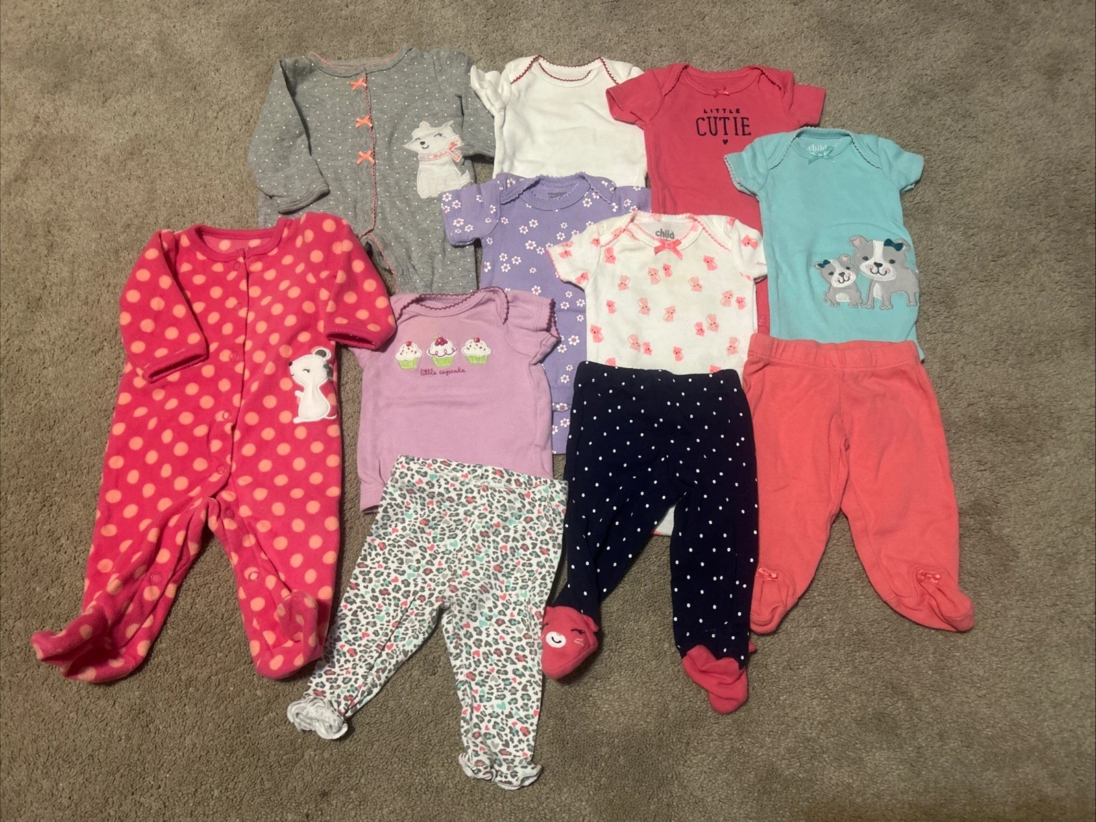 Baby Infant Newborn NB Girls Colorful Clothes Lot Set Jammies Pink Animal Cute