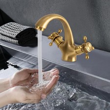 Two Handles Faucet Antique Brass Zwei Griffe Wasserhahn Bathroom Armatur 304