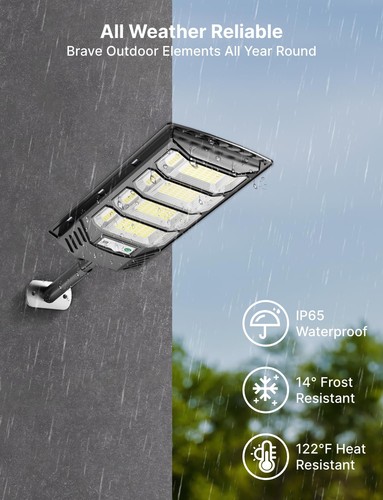 Solar Street Lights Outdoor, Wide-Angle LED Flood Light with Motion Sensor, D... - Picture 8 of 9