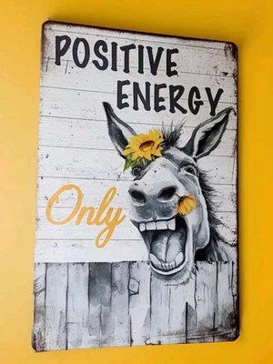 Blechschild Positive Energie Motivation Esel Geburtstag Geschenk Spruch (F20) - Bild 1 von 2