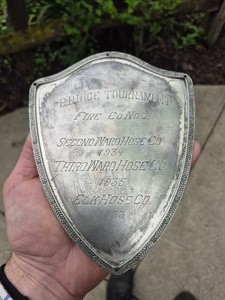 Antique Silver Plate Fire Department Hose Company Trophy Plaque 1930's