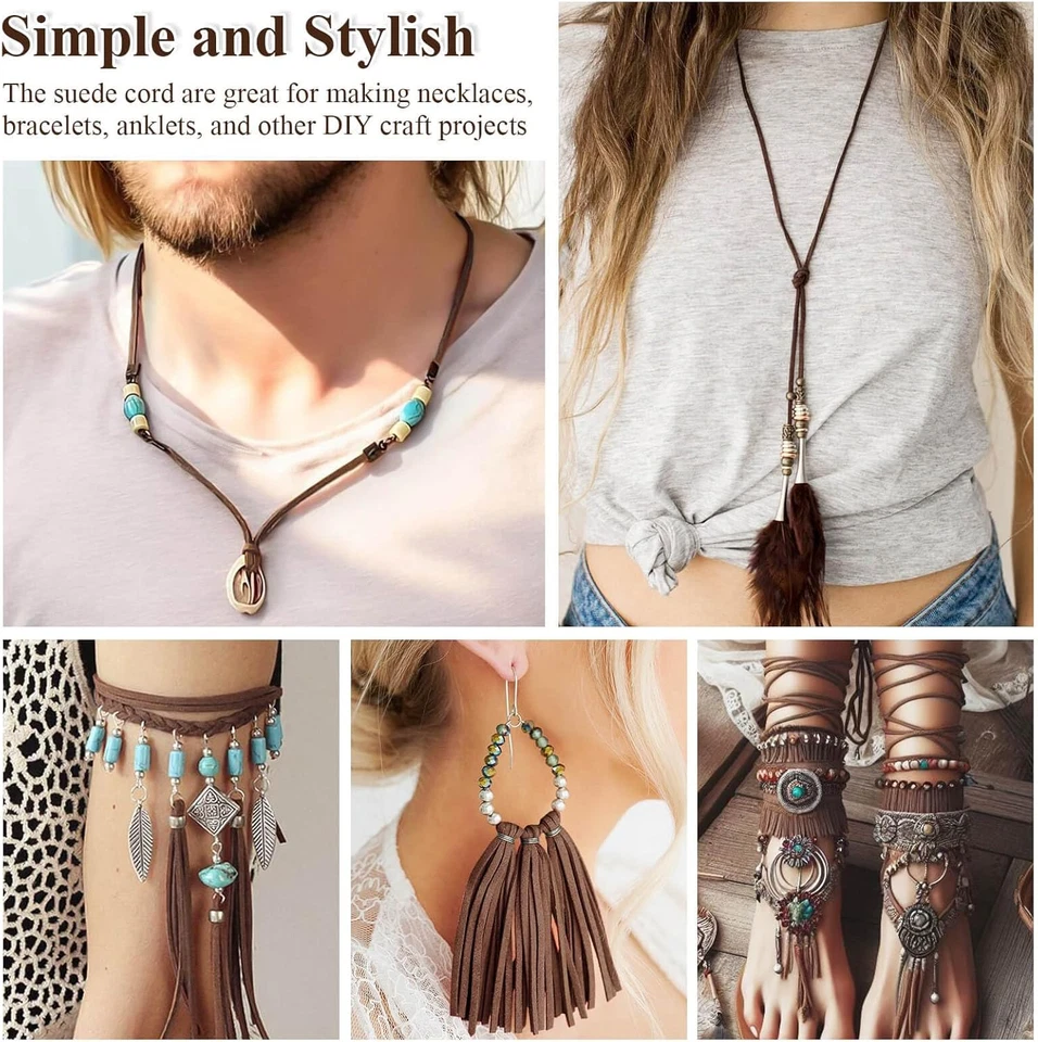 Cuerda de cuero plana, cinta de gamuza para hacer joyas, cuerda de cuero para Cra Foto 2 de 4