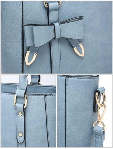 Bolso de Mano Boutique Pequeño Mujer Imitación Cuero Cinturón y Pajarita Deco Bolso de Hombro - Imagen 4 de 22