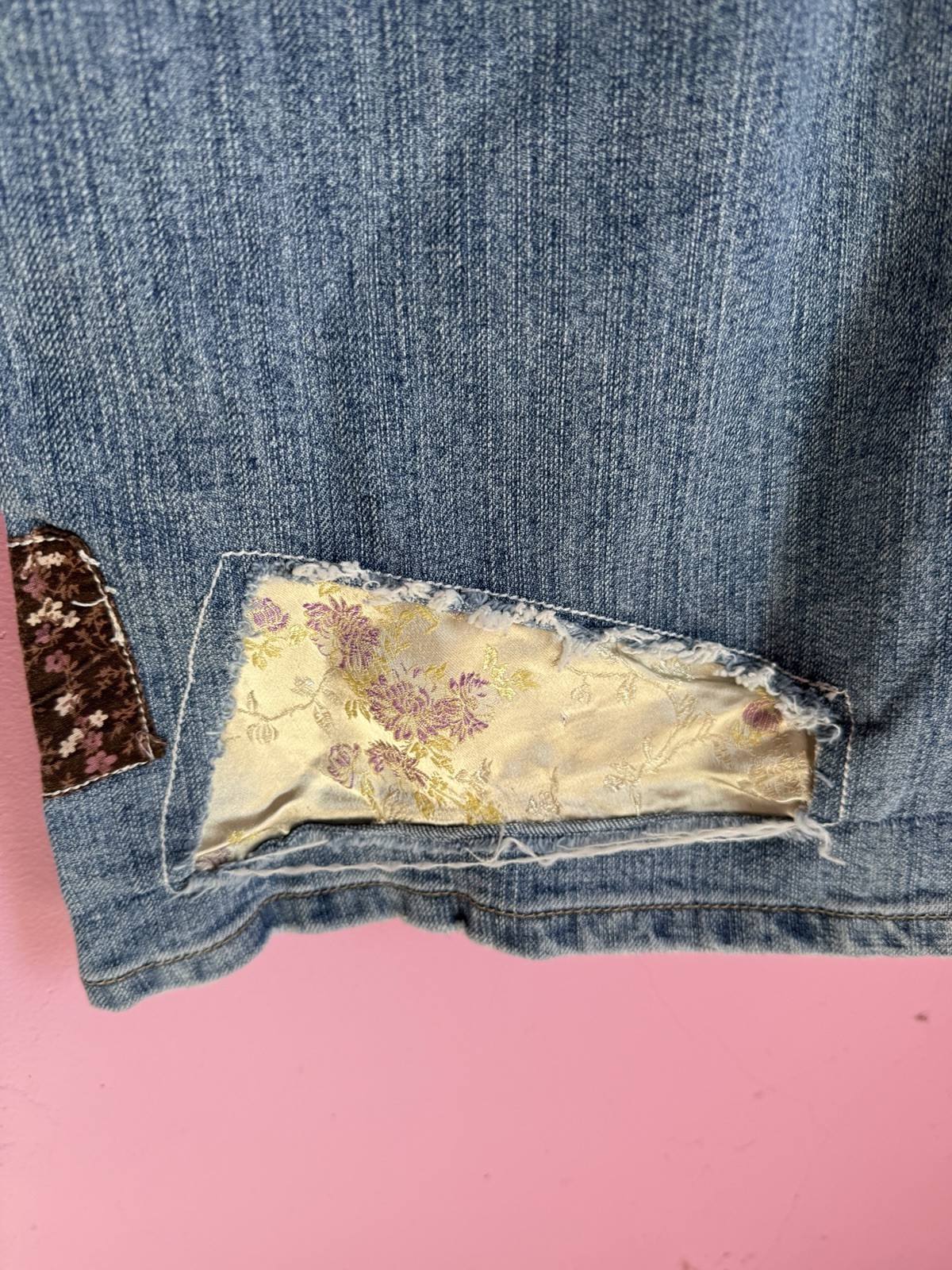 Vanilla Star Patchwork Distressed Bootcut Blue De… - image 7