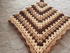 TA  hand crochet baby blanket / throw 80x80cms 31.5x31.5 " 