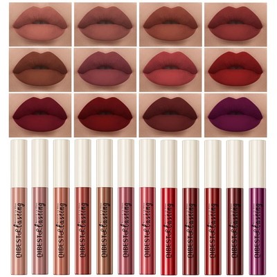 12Pcs Nude Matte Liquid Lipstick 0.01 Fl Oz (Pack of 12), 12 Colors Set A