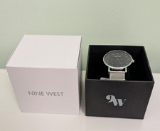 NEW Unisex Nine West ASHER Watch NWW1620M: Stainless Mesh Band, Black Face