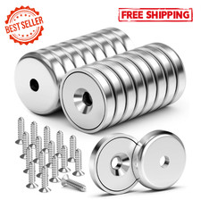 16 Pack Neodymium Cup Magnets 40LB Round Base Disc Magnets with Screws