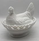 WestMoreland White Milk Glass Split Tail Hen On Nest 7.5” True Vintage Farmhouse