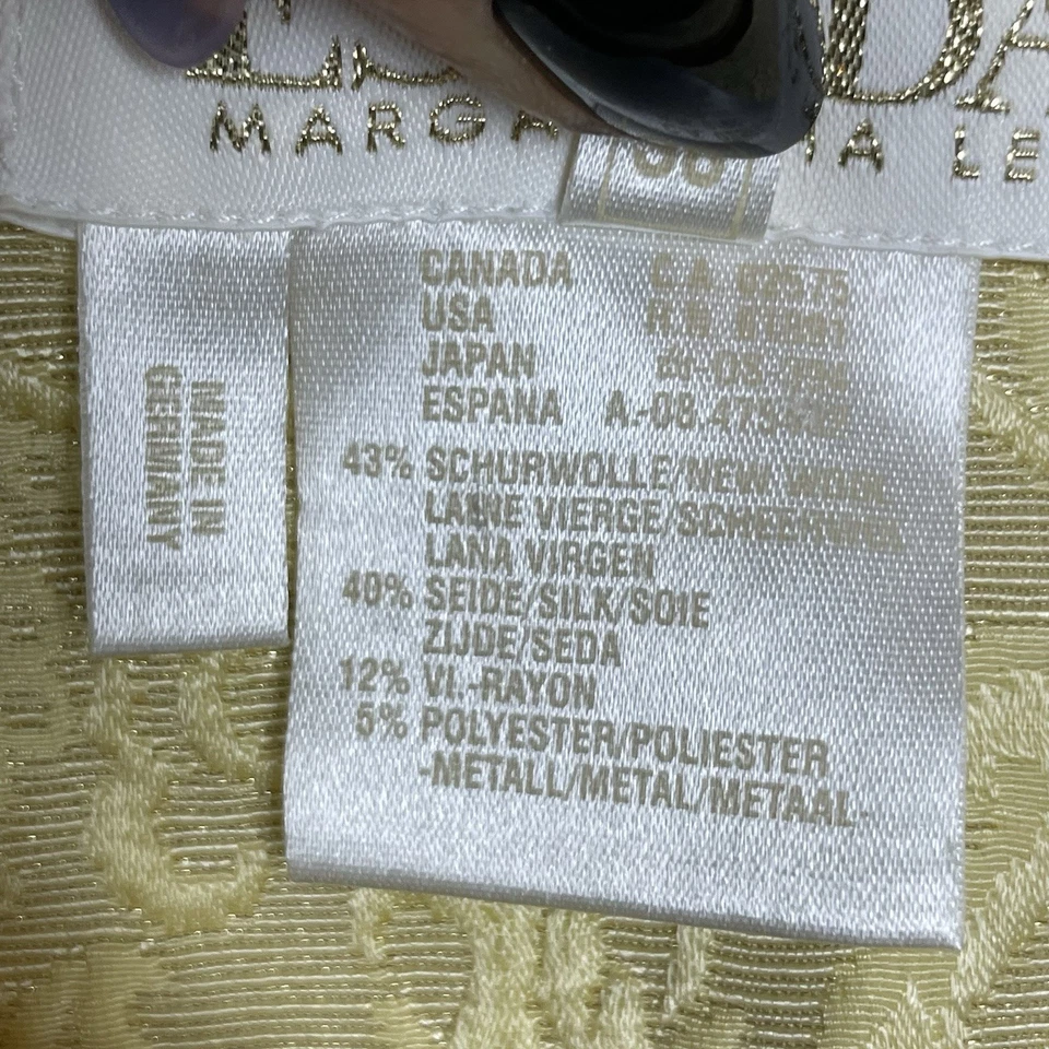 Vestido Escada Margaretha Ley 38 Amarillo Metálico Paisley Cambio Sin Mangas Lujo Foto 3 de 4