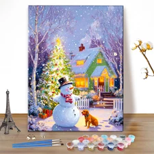 Christmas Paint By Numbers Kits For Adults Snowman DIY Painting Kits For Adults