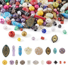 1 Bag Assorted Acrylic Beads for Jewelry Making, Metal Enlaced Pony Beads Opaque