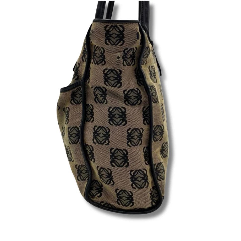 Bolso de Mano LOEWE Anagrama Repetición Beige Lona Nylon Cuero 35.5×27×8.5cm NNCn44 Foto 3 de 4