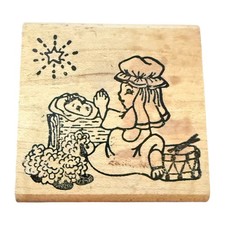Colorado Stamp Company Praying Baby Manger Rubber Stamp