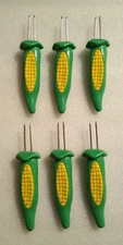 Large Corn on the Cob Skewers Holders Green & Yellow 5" L x 1-1/4" W Set of 6