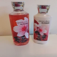Bath Body Works Japanese Cherry Blossom Shea Vit E Body Lotion 8oz Bath Gel 10oz