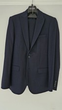 M&S Wool Blend Navy 2-piece Suit -Jacket 40" chest Trousers 30" waist 31" leg
