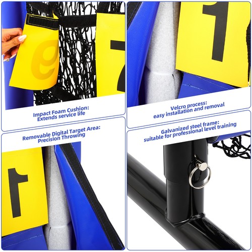 Heavy Duty 9 Hole Pitching Net with Strike Zone Adjustable Pitcher Training - Picture 4 of 9