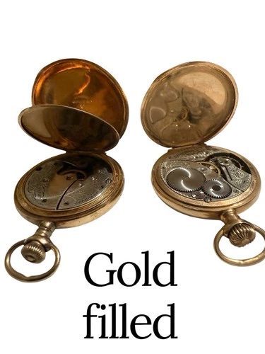 Antique Elgin Pocket Watch Gold Filled Hunter Waltham Lot Of 2