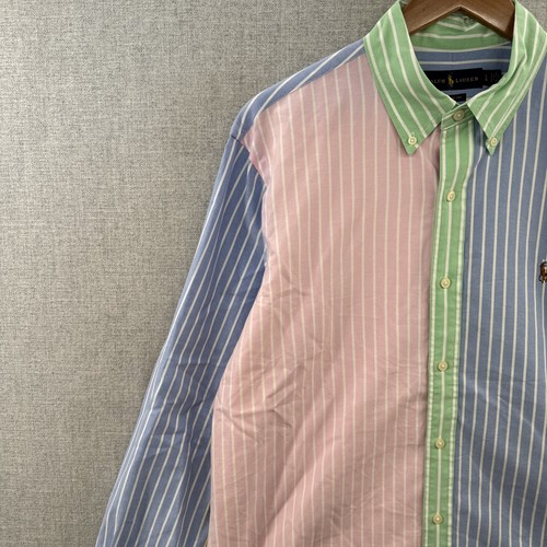 Ralph Lauren Oxford Hemd Large Colorblock Pastell Ostern Langarm Fleisch Pony - Bild 2 von 14