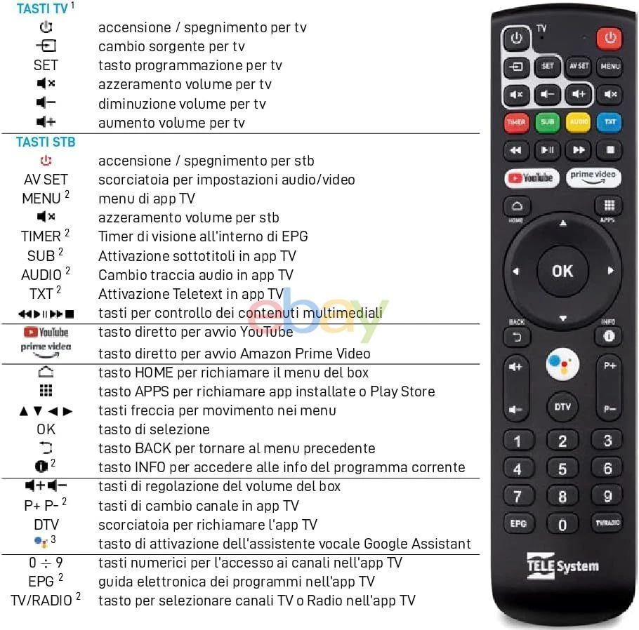 Nuovo originale TS UP T2 A10 per set-top box Telesystem decoder telecomando v... - Immagine 2 di 2