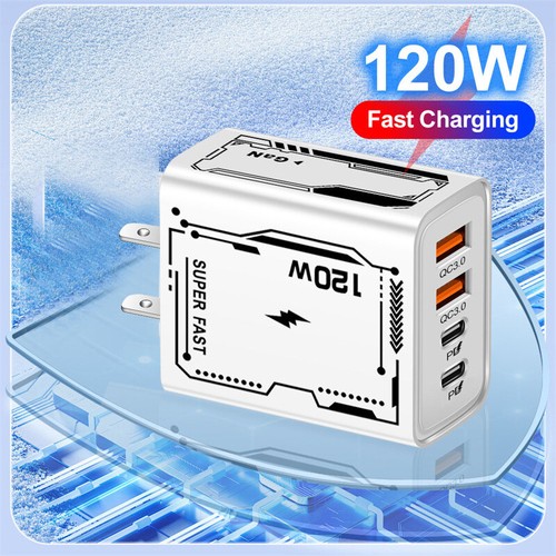 Enchufe cargador rápido tipo C 120 W, cable 4 en 1 para Samsung S24 S23Plus S22 S21Ultra - Imagen 16 de 27