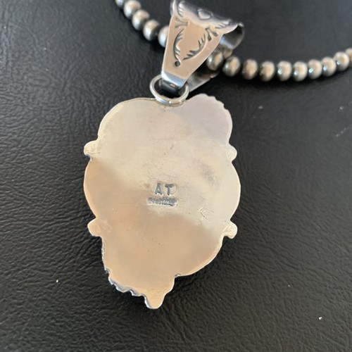 Blue Denim Lapis Pendant Navajo Pearls Sterling Silver Necklace 12434 - Picture 11 of 12