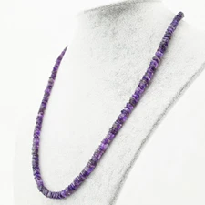 170.00 Cts Earth Mined 20 Inches Long Amethyst Untreated Beads Necklace (RS)