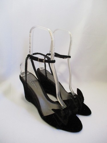 ISAAC MIZRAHI Damen 9,5 bis 10 Retro Schuhe schwarz Samt Plateau Schleifen vorne - Bild 18 von 18