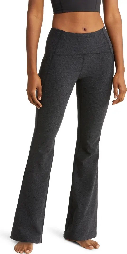 NEW Zella Restore Soft High Waist Pocket Flare Leggings- Heathered Black -  Small