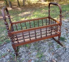 Antique Jenny Lind Spindle Style Walnut?  Baby Cradle/Bassinet