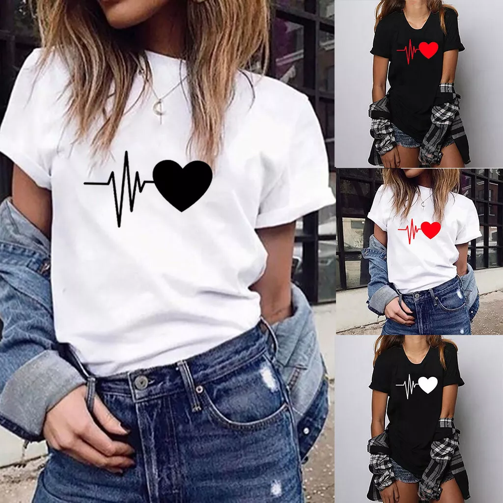 Fashionable Heart Tshirt Top in White