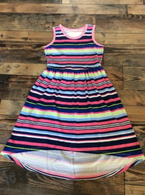 GYMBOREE NWT Mix N Match Navy Pink Green Stripe Knit Dress Girls Size ...