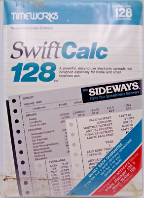 COMMODORE 128 -- SWIFT CALC 128 WITH SIDEWAYS (TIMEWORKS - DISK)