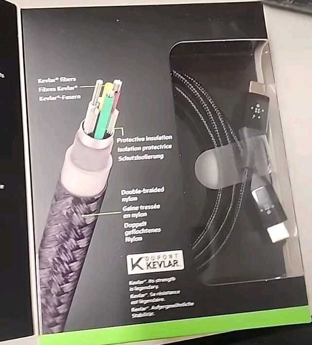 Paquete de 2 cables de carga trenzados Belkin MixIt DuraTek Kevlar negros USB-C a C 4' pies Foto 3 de 4