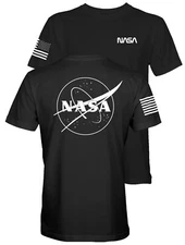 NASA LOGO T-Shirt - Men's Black Graphic Black T Shirt Astronaut Large Sizes