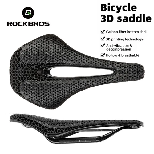 ROCKBROS Bike Carbon Fiber Saddle Seat 3D Printed Ultralight Shockproof Cushion