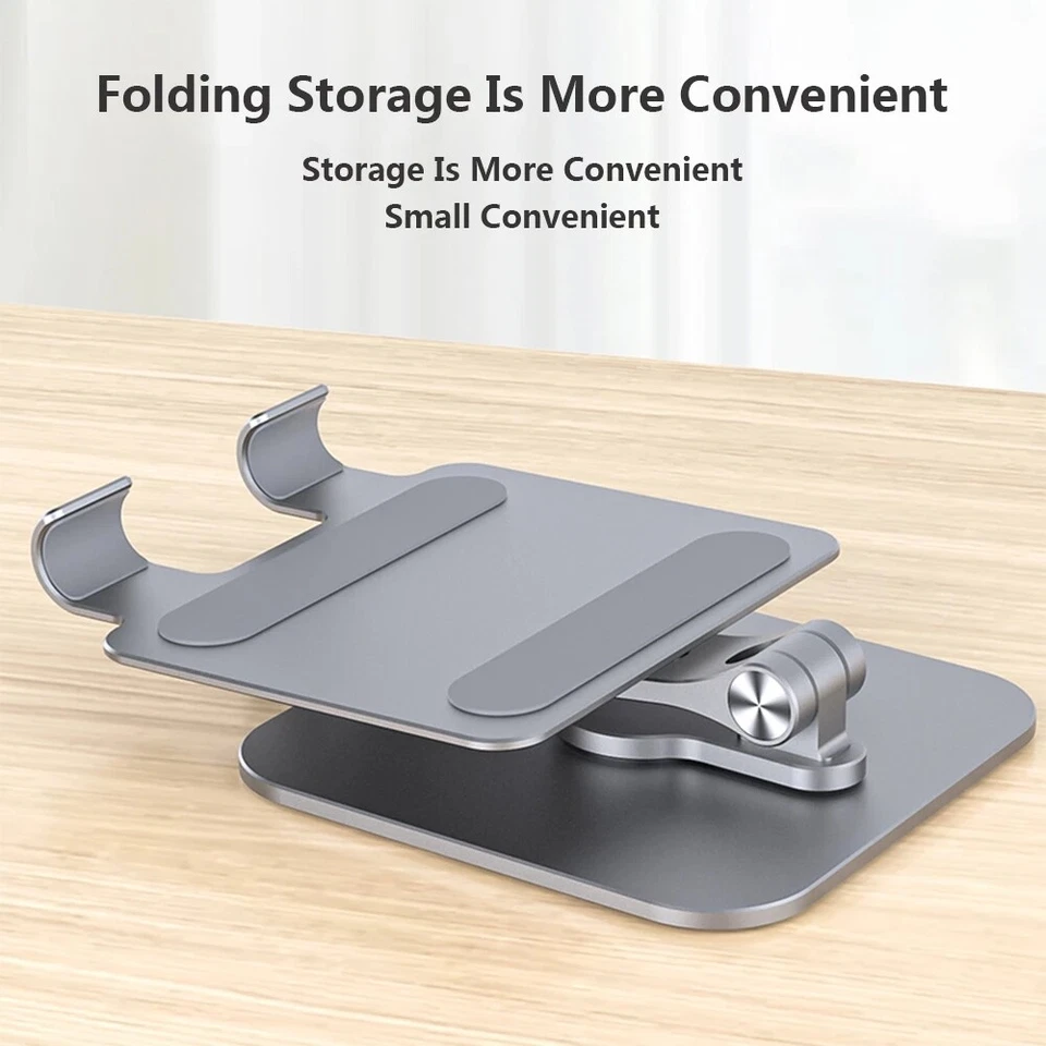 Metal Tablet Phone Stand 360° Rotating Foldable Desk Holder For iPad Pro iPhone - Image 4 of 4