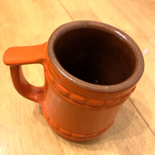 Frankoma Pottery C10 Prairie Plainsman Orange/Brown Coffee Mug Cup Discontinued