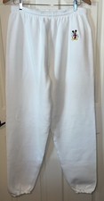 Vintage Disney Designs Mickey Mouse Embroidered Sweat Pants. NWT White Size XL