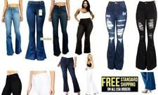 Women's 70s Vintage Flare Bell Bottom Jeans High Waisted Wide Leg Denim Pants