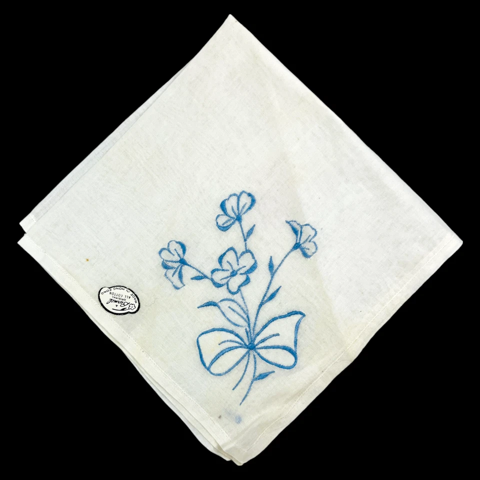 Vintage Embroidered Floral Handkerchief Lot Buy it Now Blue Wedding Burmel READ - Image 2 of 4