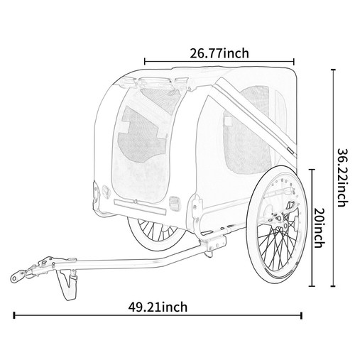 120 LB Large Folding Steel Bike Trailer, All-Terrain Pet Carrier, Gray-Blue - Picture 17 of 17
