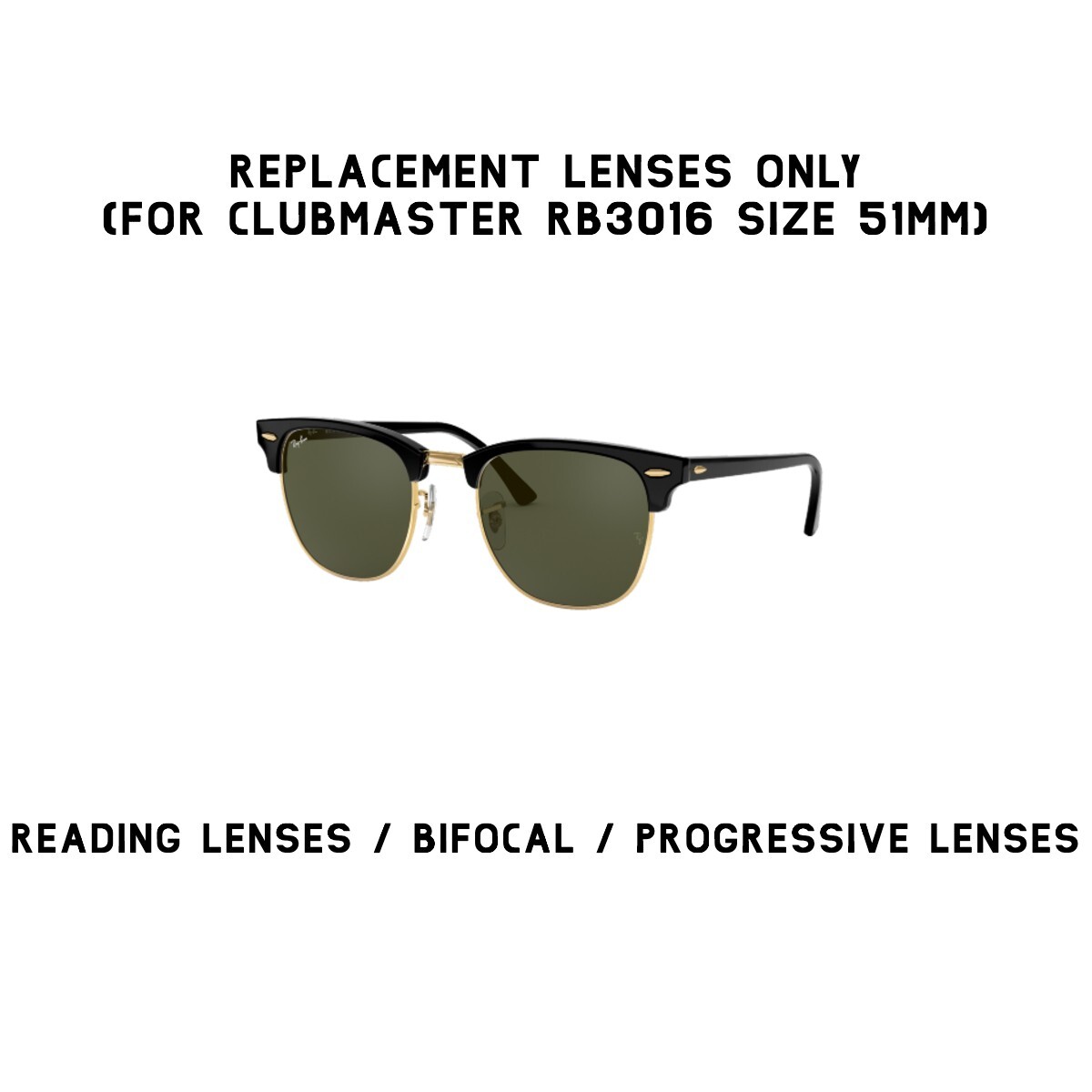 Ray-Ban Clubmaster RB3016 51 Replacement Lens Reading Glass