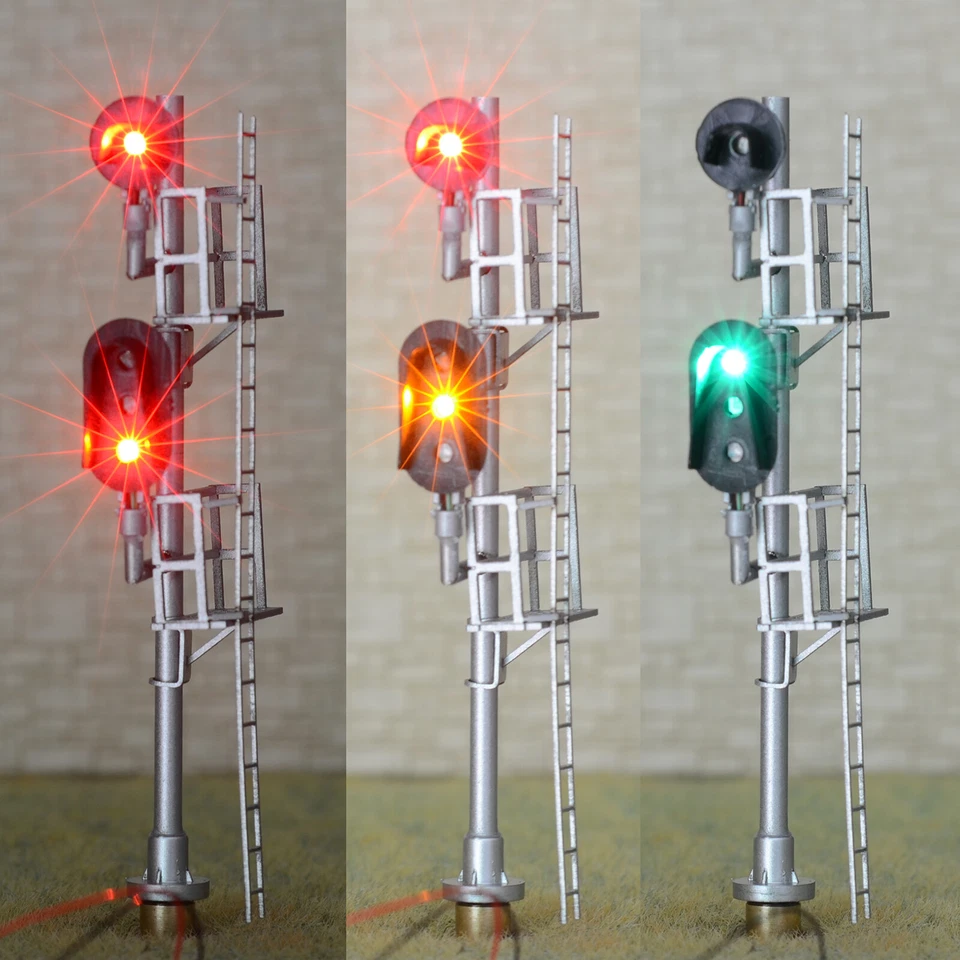 1 x HO scale fixed Red over 3 colors light Darth Vader style block signals #F13 - Image 2 of 4